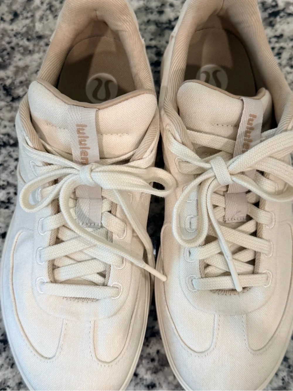 lululemon athletica Cream Canvas Low-Top Sneakers size 8 - Picture 3 of 14